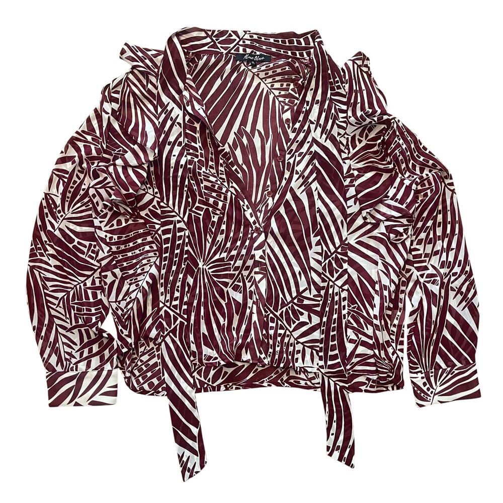 Alice Blue Burgundy White Semi-Sheer Top Women’s XL Floral Casual Everyday